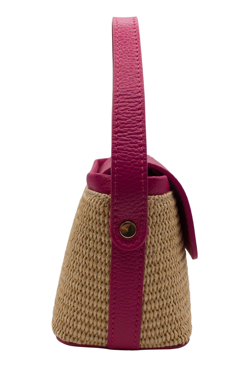 Leather and Raffia Handbag (Mod. Cilla)