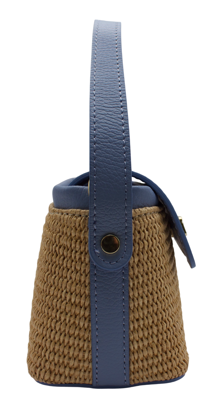 Leather and Raffia Handbag (Mod. Cilla)