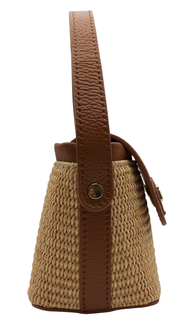 Leather and Raffia Handbag (Mod. Cilla)