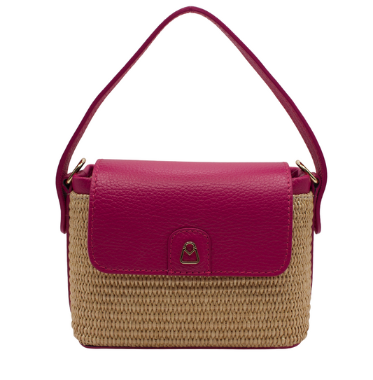Leather and Raffia Handbag (Mod. Cilla)