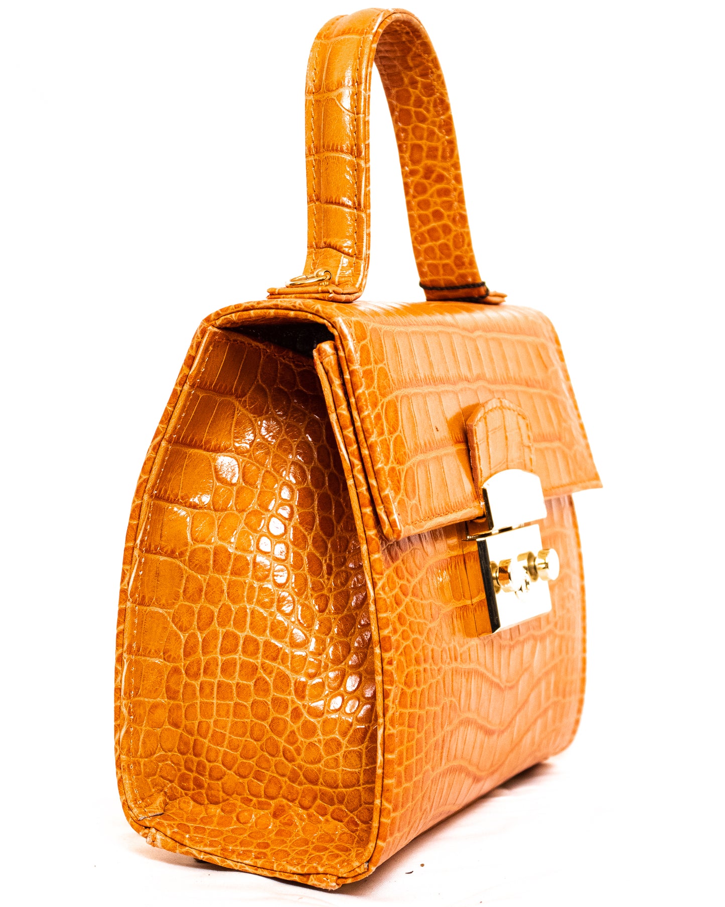 Croc Print Mini Leather Handbag - (Mod. 1089)