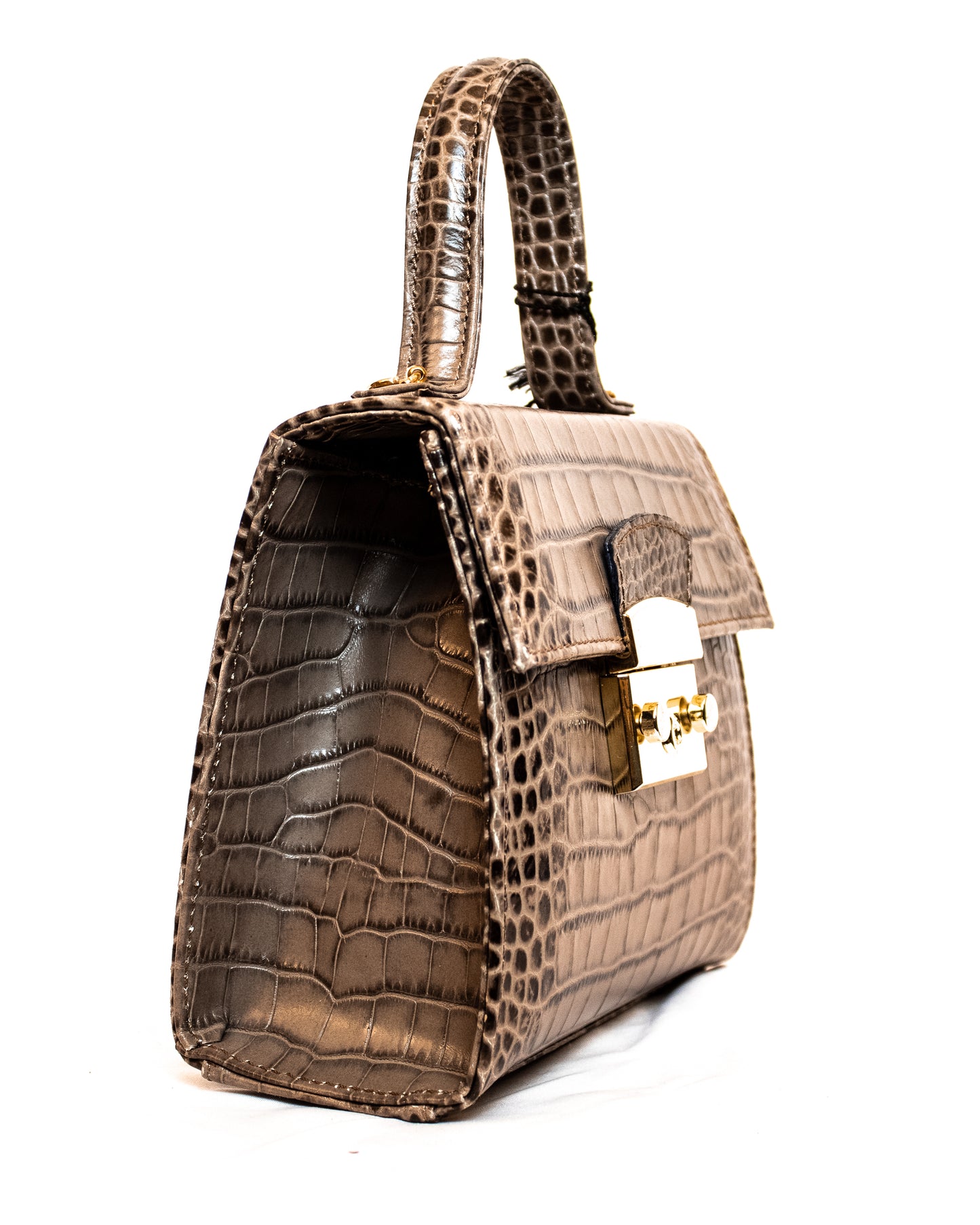 Croc Print Mini Leather Handbag - (Mod. 1089)