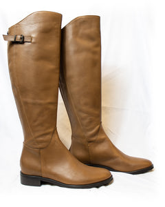 Natural Brown Backside Zipper Leather Boots - (Art. 7110)