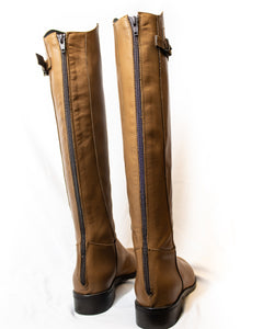 Natural Brown Backside Zipper Leather Boots - (Art. 7110)