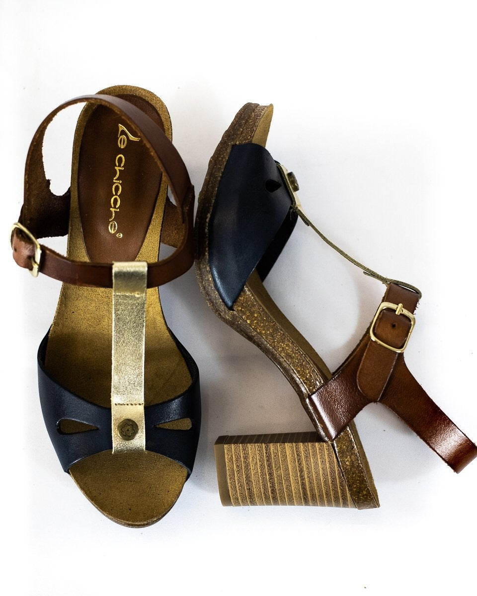 Vintage Tri-Color Leather Sandals - (Art. 6670)