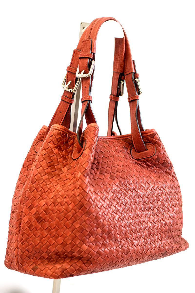 Hand woven leather Hobo bag  - (Mod. 6743)