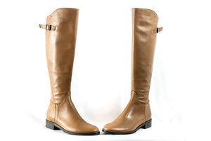 Natural Brown Backside Zipper Leather Boots - (Art. 7110)