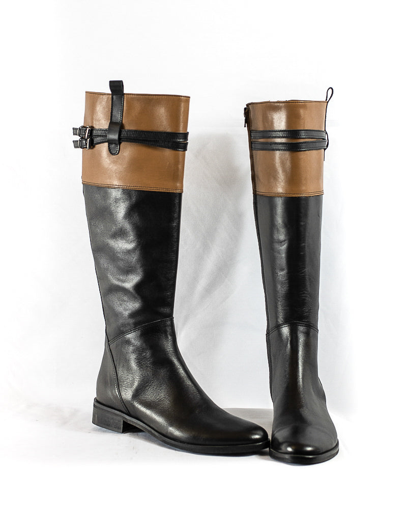 Elegant Bicolor Wellington Style Leather Boots- (Art. 7126)