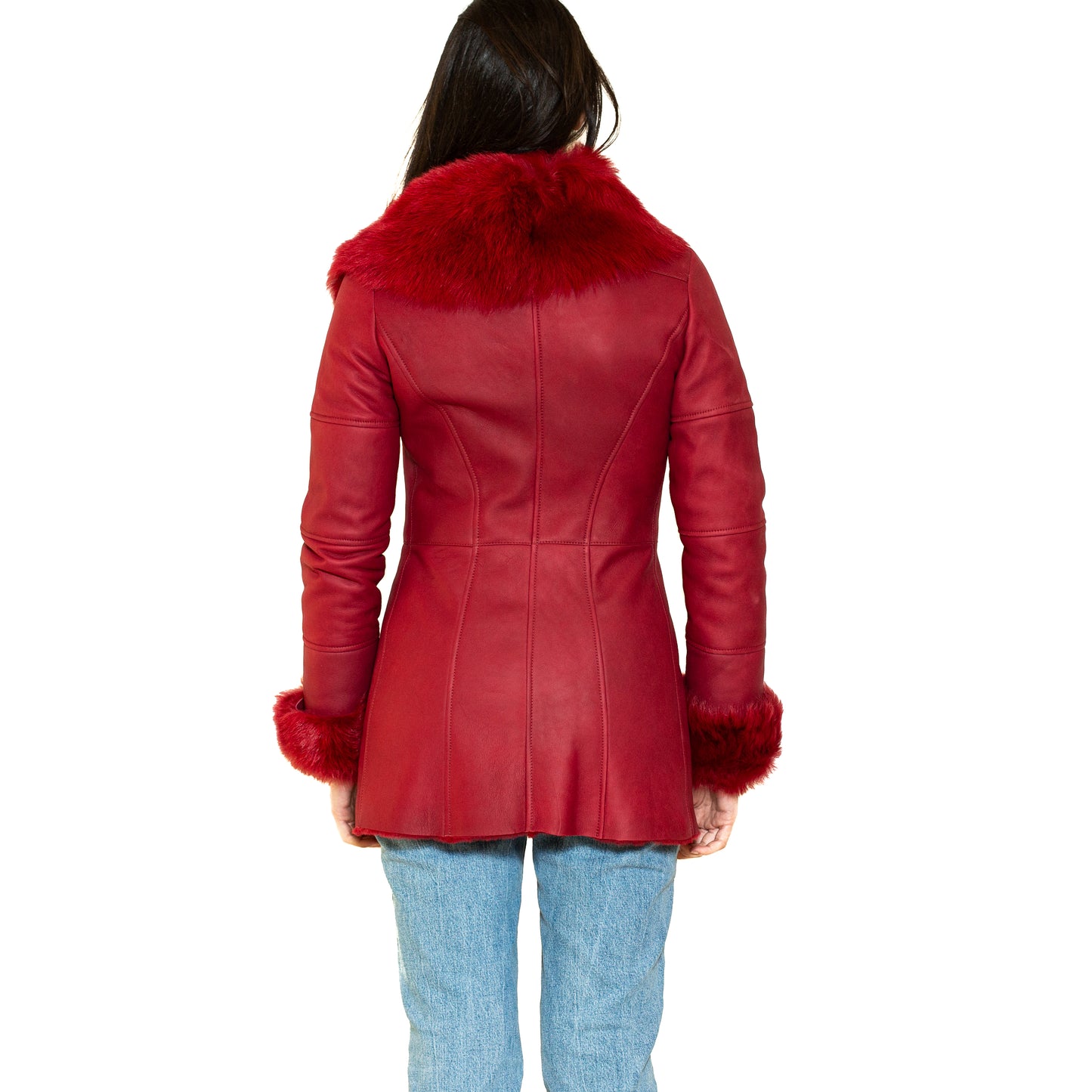 Women's Original Shearling Sheepskin Coat Suede - "Noemi"