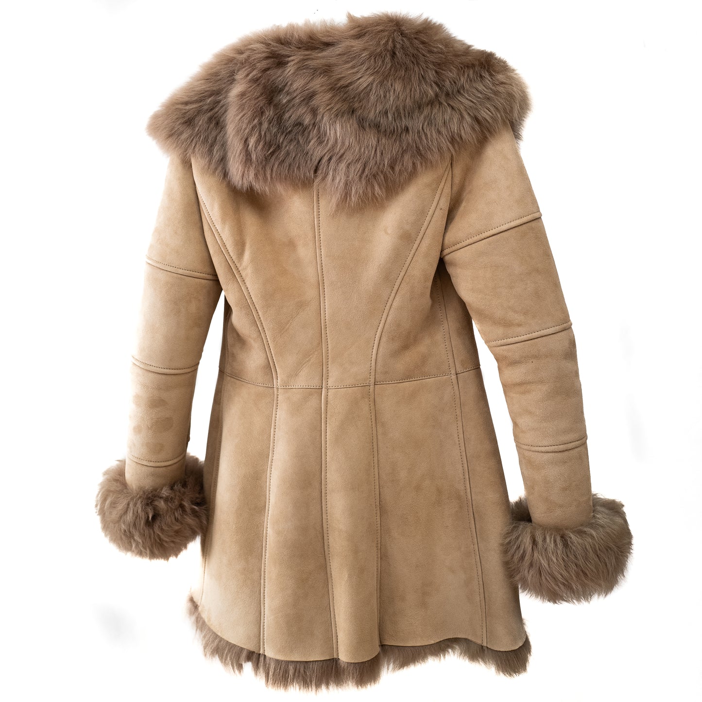 Women's Original Shearling Sheepskin Coat Suede - "Noemi"