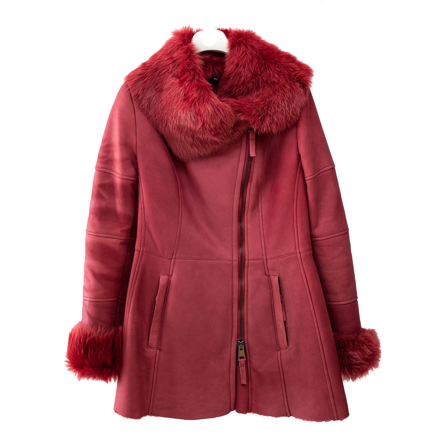 Women's Original Shearling Sheepskin Coat Suede - "Noemi"